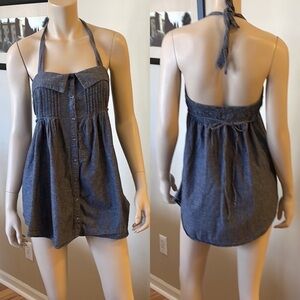 Passport Chambray Snap Front Halter Top/Dress. D/66/A1276